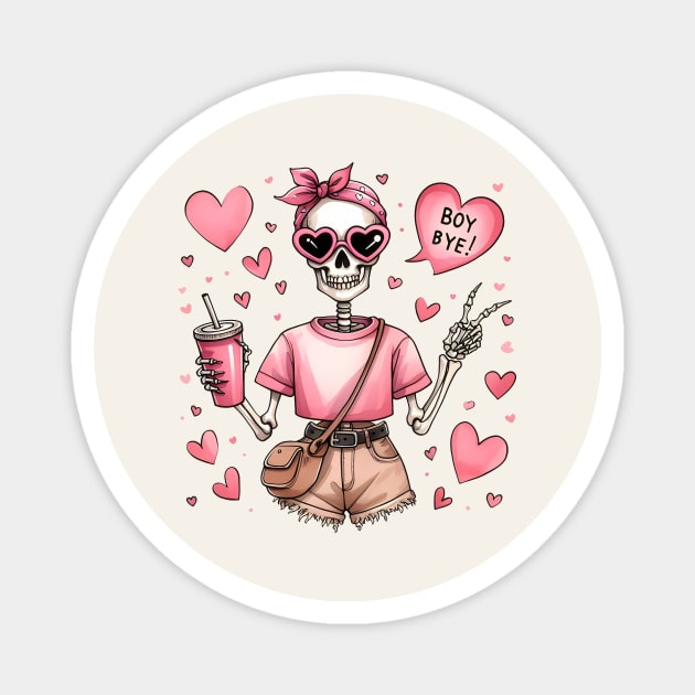 Boy Bye! Skeleton Anti Valentines Day Magnet by Nessanya